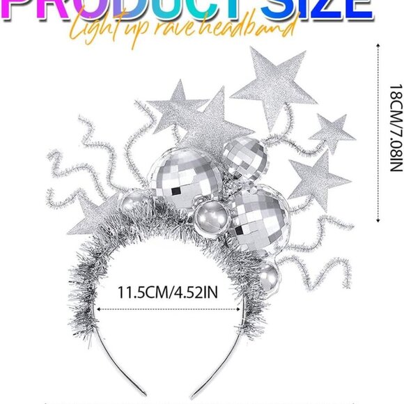 Disco Ball Headband Star LED Hair Accessories for Women Party Costume - Picture 3 of 6